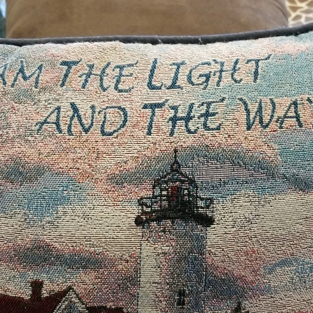 I Am The Light And The Way Tapestry Lighthouse Accent Pillow